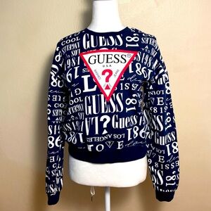 Guess Girls Junior  Comfy Logo Graphic Blue & White Hoodie Sweater Size L  16